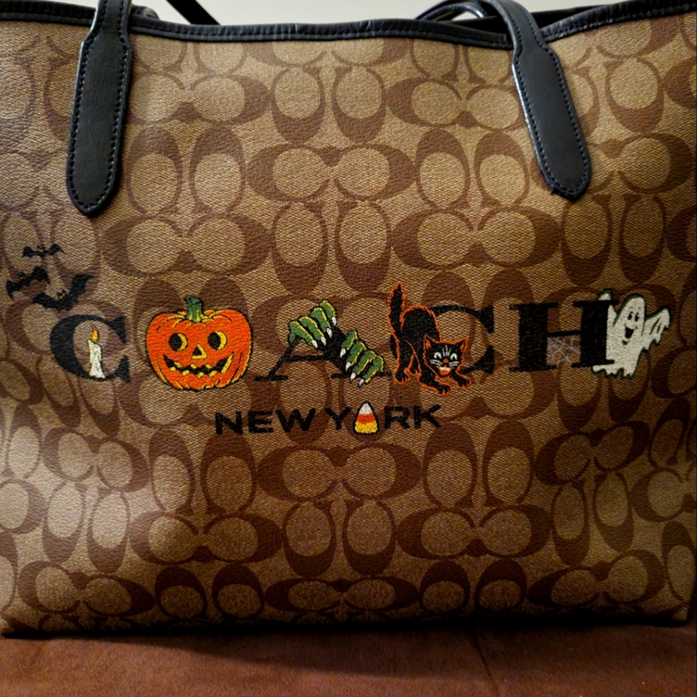 Coach City Tote In Signature Canvas With Halloween